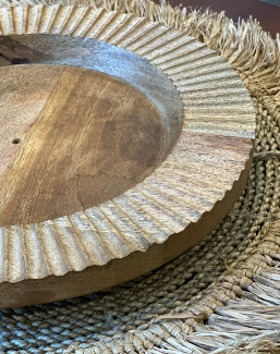 Round Mango Wood Carved Tray