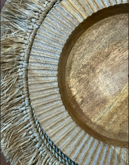 Round Mango Wood Carved Tray
