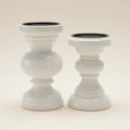 Wooden White Candle Stands 2pc set