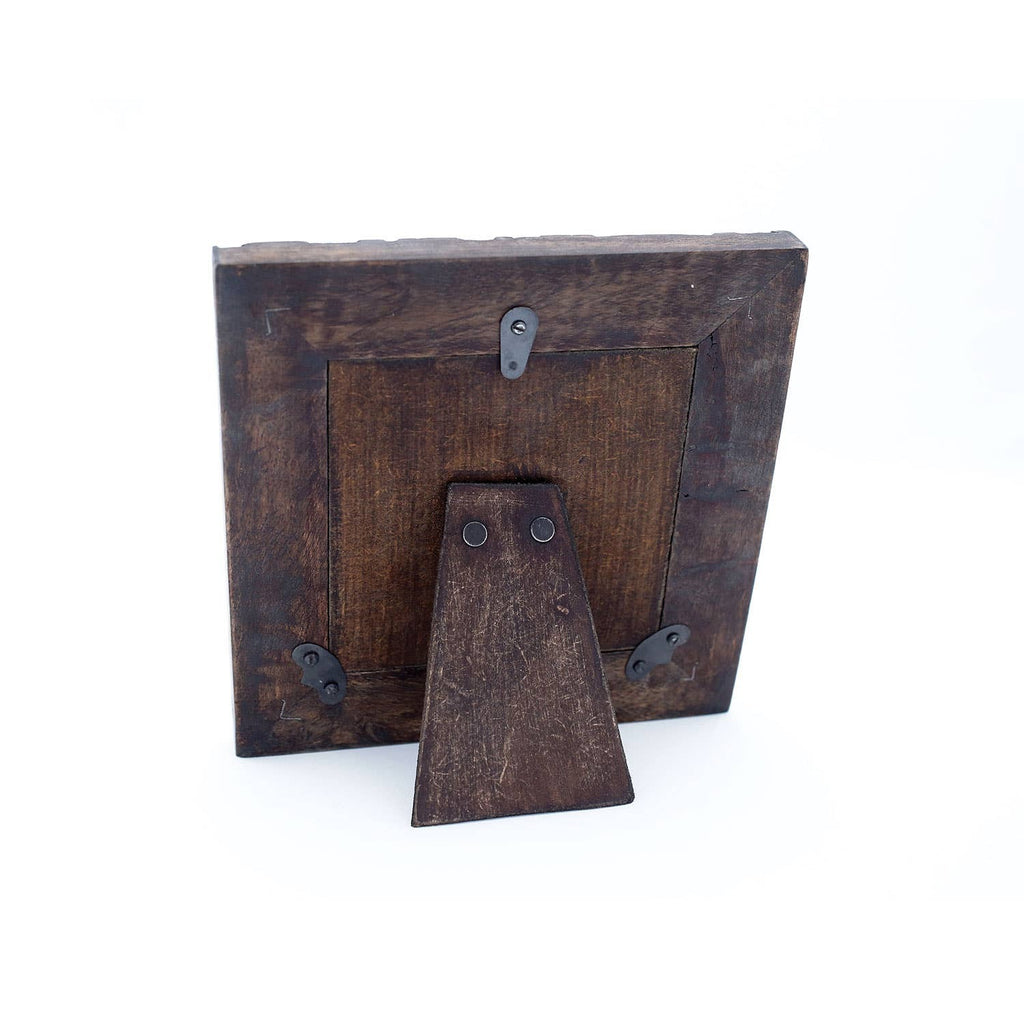 Foreside Home & Garden - 4x4 Photo Carved Wood Picture Frame Brown Regular