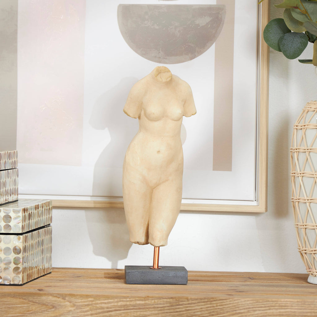 Modern Cream Polystone Woman Sculpture Regular