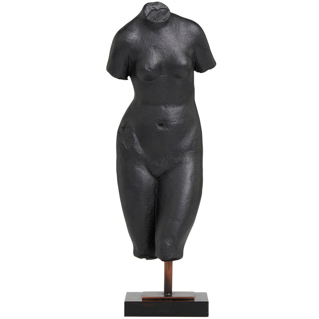 Modern Black Polystone Woman Sculpture