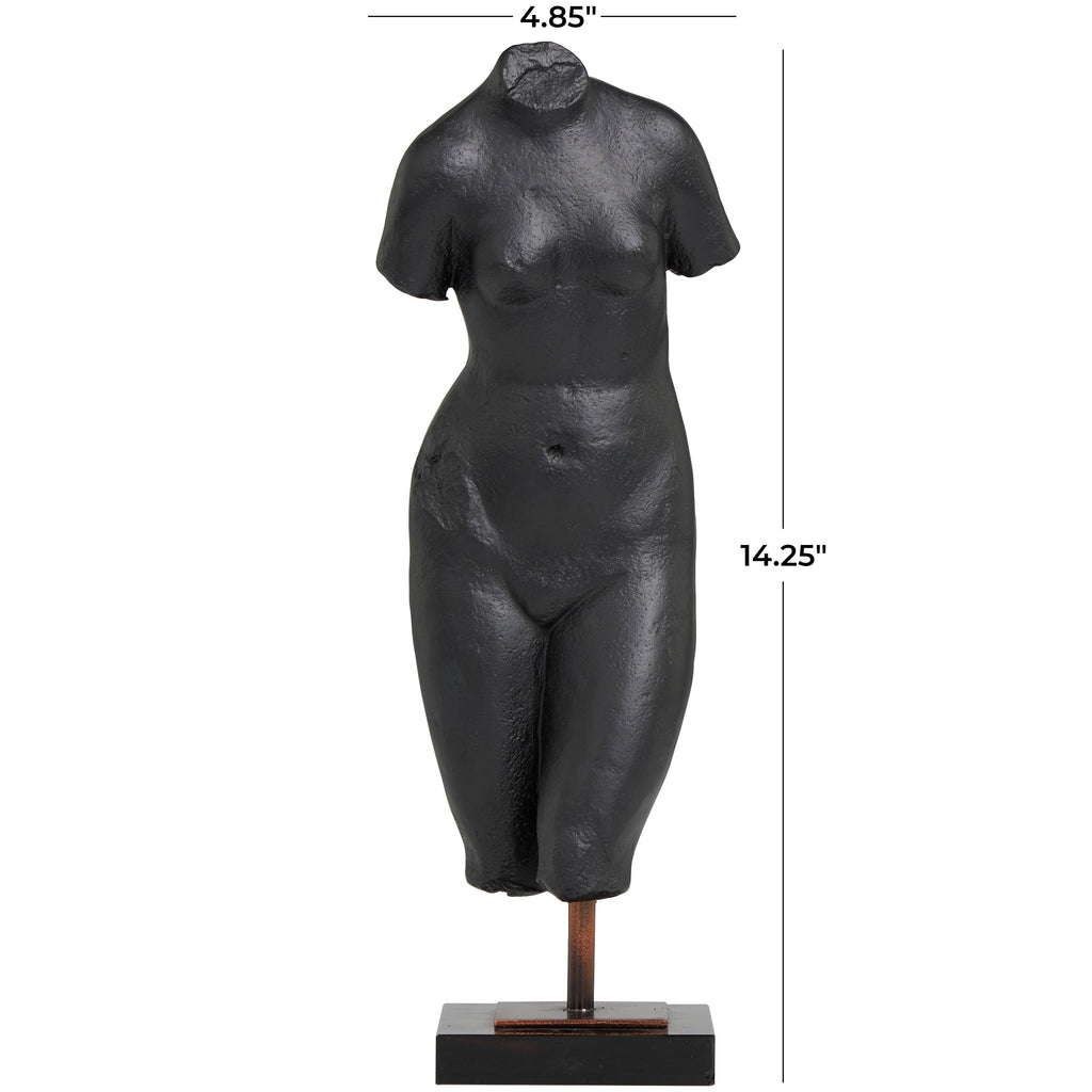 Modern Black Polystone Woman Sculpture Regular