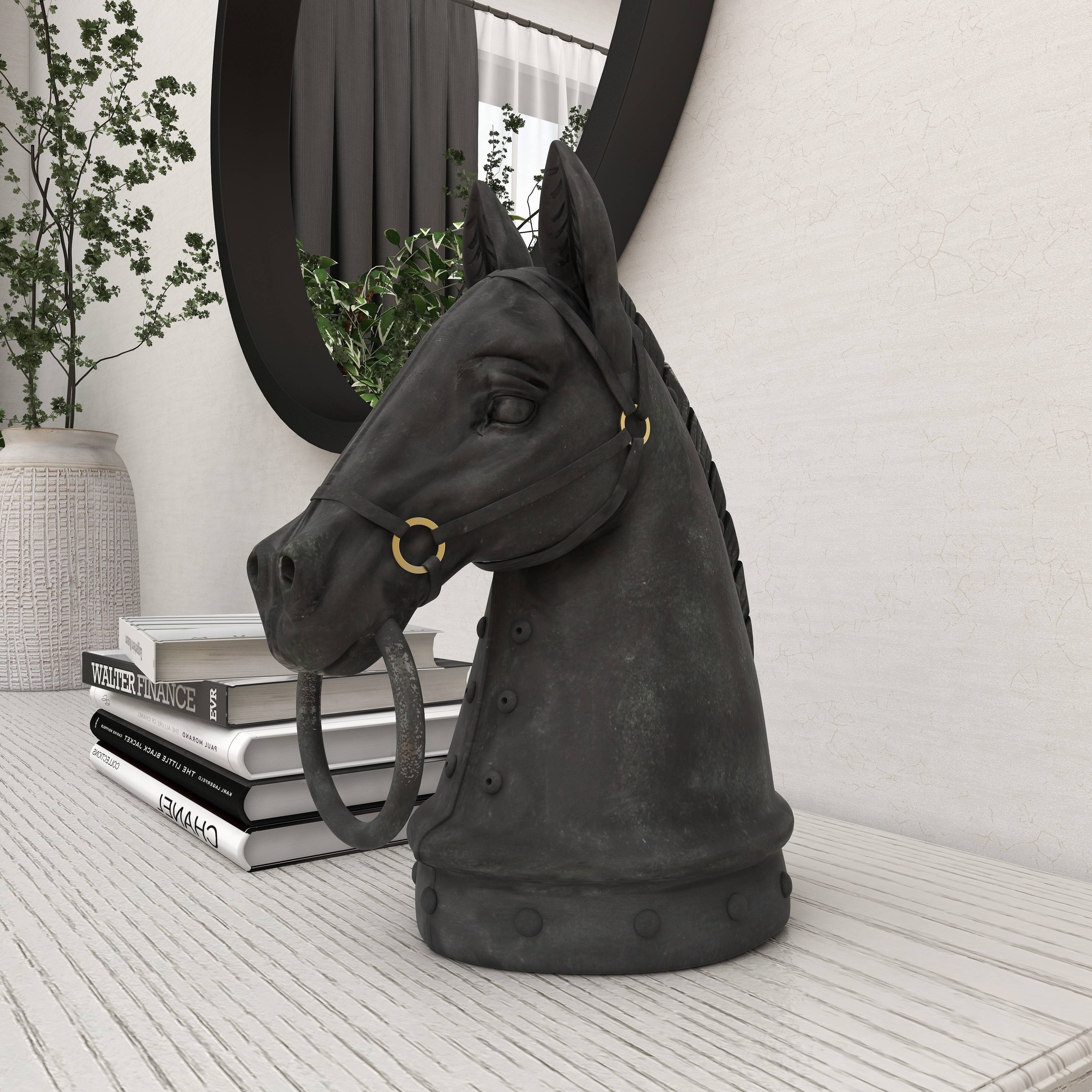 Traditional Black Polystone Sculpture Regular