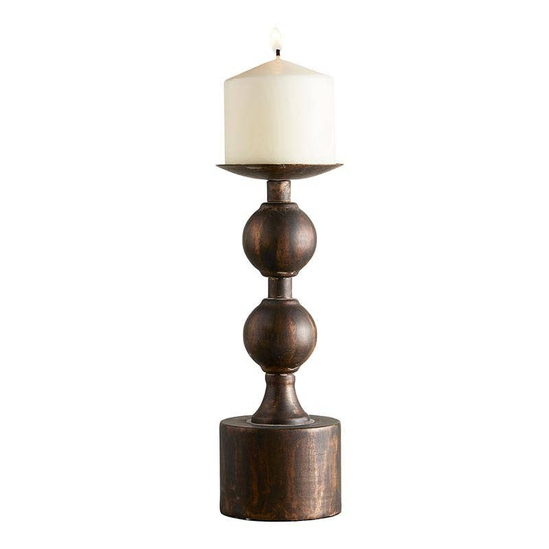 2 Ball Bronze Candle Holder