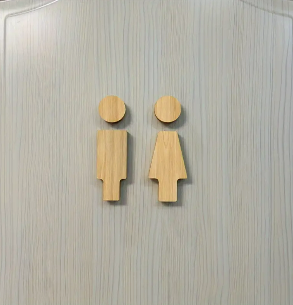 Natural 2pc 6.6" Men and Woman Bathroom Sign