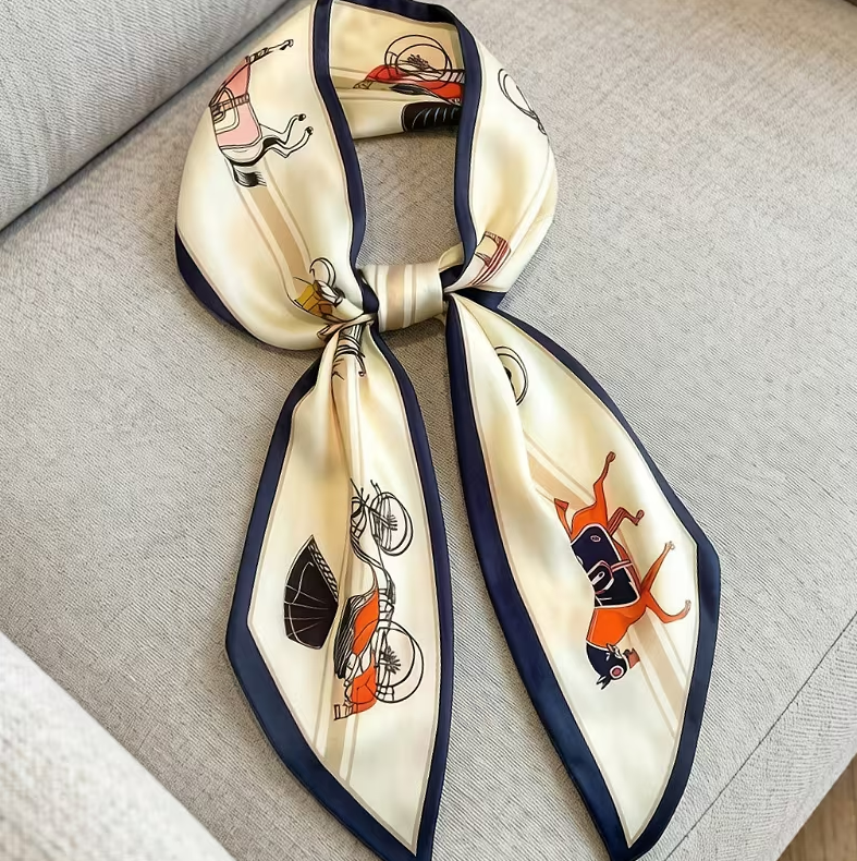 Navy Carriage Print Multifunctional Scarf Bandana