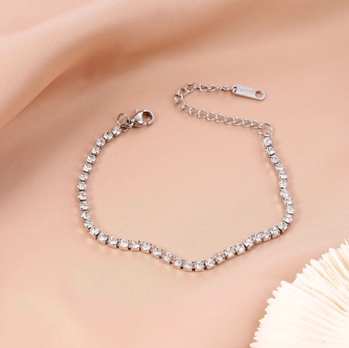 Stainless Steel Zircon Tennis Bracelet & Necklace
