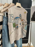 Women's Round Neck Tank Sweater – Elegant Bohemian Knit Pullover